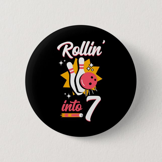 Funny Bowling 7th Birthday Rollin' Inn 7 Button (Vorderseite)
