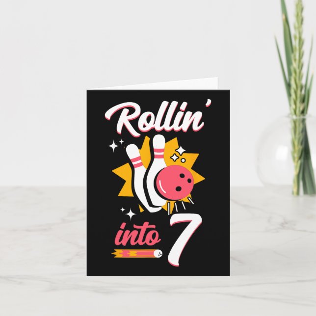 Funny Bowling 7th Birthday Rollin' Inn 7 Karte (Vorderseite)