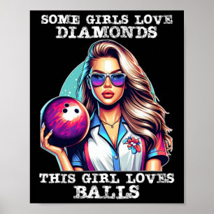 Funny Bowling Art for Women Girls Track Bowling SP Poster