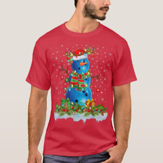 Funny Bowling Ball Snowman Xmas Lights Bowling Chr T-Shirt