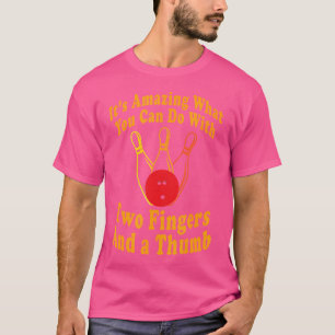 Funny Bowling Ball zwei Flügel und ein Daumen T-Shirt
