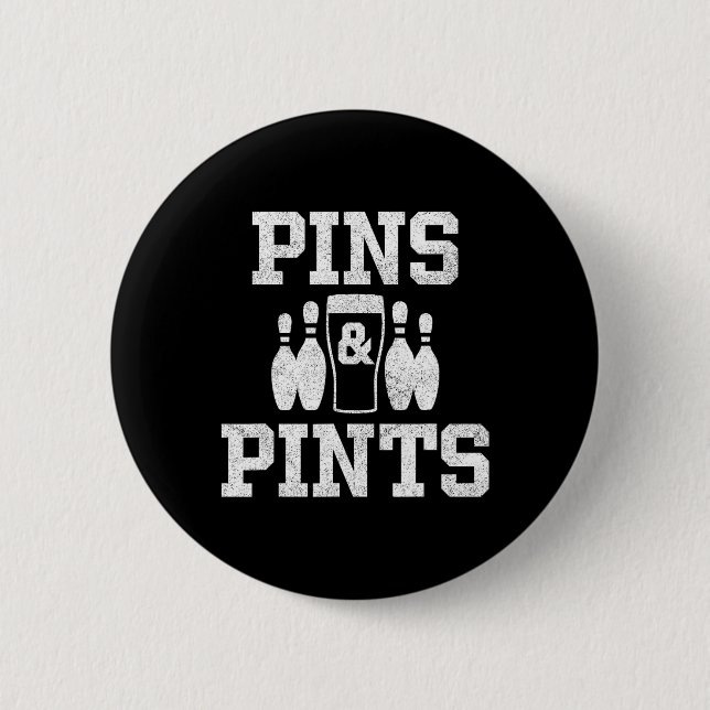 Funny Bowling Beer trinkt Bowler Buttone und Pints Button (Vorderseite)