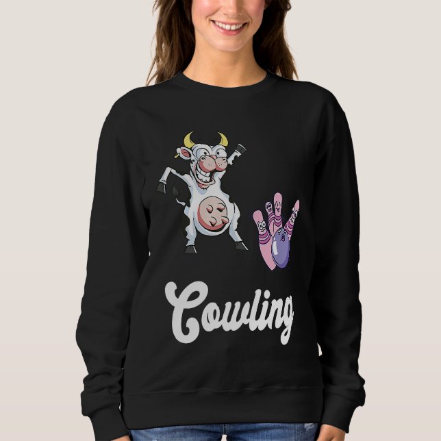 Funny Bowling Bowler Cow Strike Bowling Team Bowli Sweatshirt (Vorderseite)