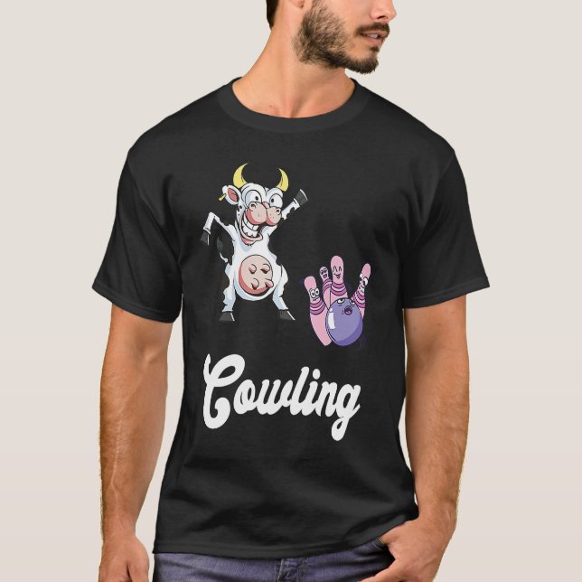 Funny Bowling Bowler Cow Strike Bowling Team Bowli T-Shirt (Vorderseite)
