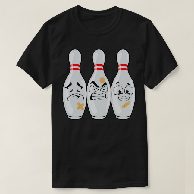 Funny Bowling Button Gesichter für Bowling Lover M T-Shirt (Design vorne)