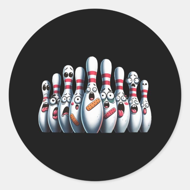 Funny Bowling Buttone Niedlich Scanied Bowling Spo Runder Aufkleber (Vorderseite)