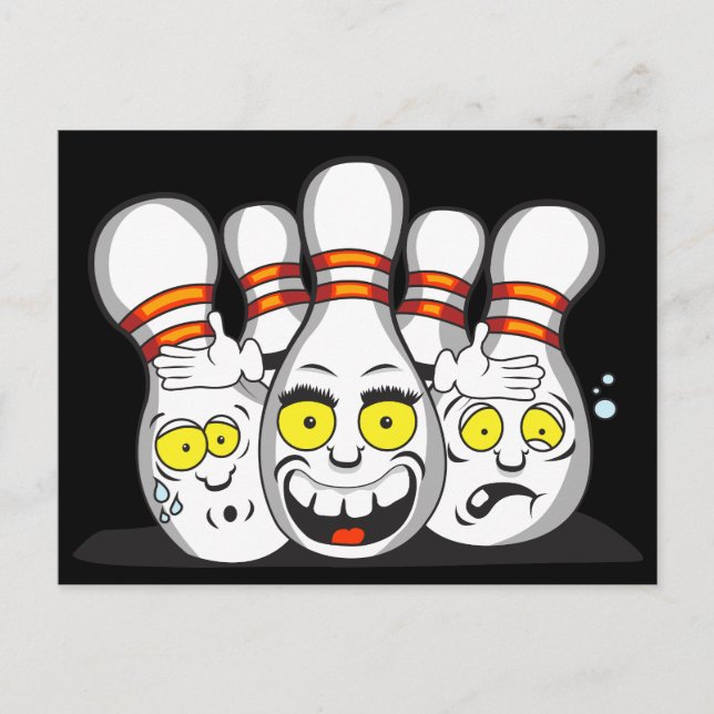 Funny Bowling Buttone, Sport Postkarte (Vorderseite)