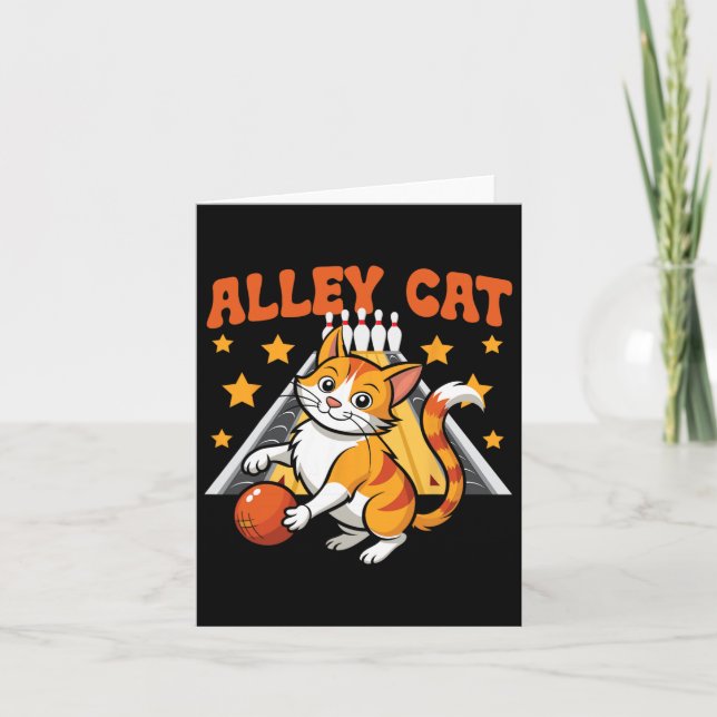 Funny Bowling Cat Pun Alley Cat Karte (Vorderseite)