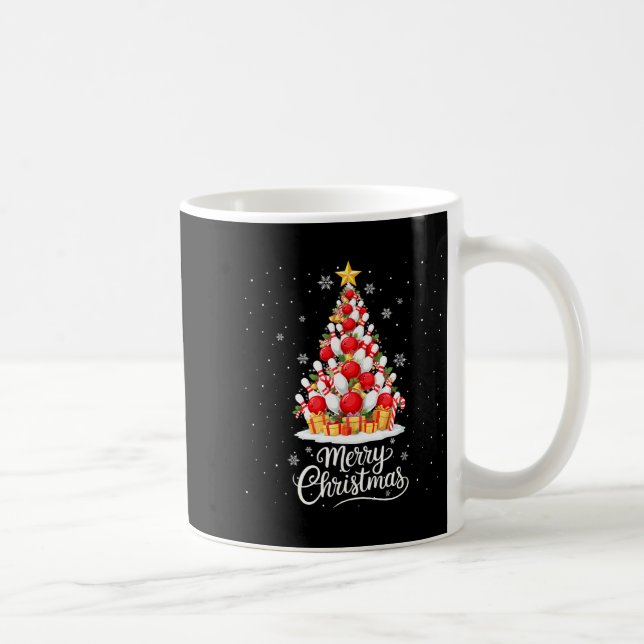 Funny Bowling Christmas Tree Lights Xmas Men Women Kaffeetasse (Rechts)