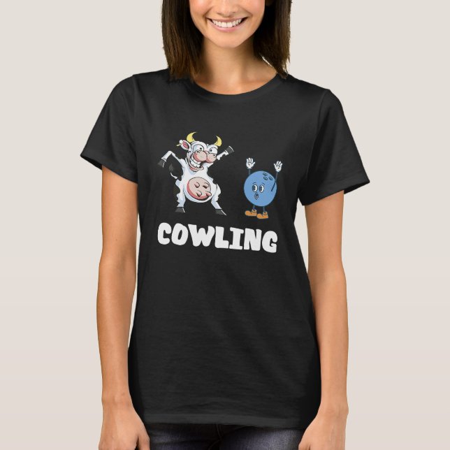 Funny Bowling Cow Bowling Ball Bowler Strike Bowli T-Shirt (Vorderseite)