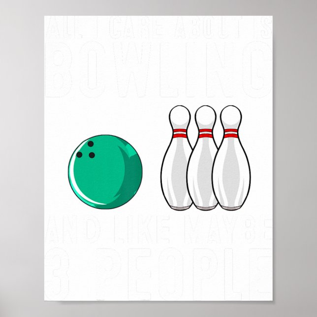 Funny Bowling Design Damen Kinder Bowling Lo Poster (Vorne)