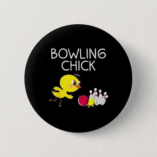 Funny Bowling Design for Girls Women Bowler Bowlin Button (Vorderseite)