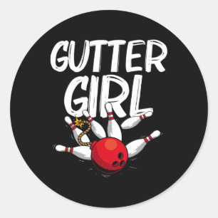 Funny Bowling Design for Girls Women Bowler Bowlin Runder Aufkleber