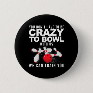 Funny Bowling Design Women Kids Bowler Bow Button