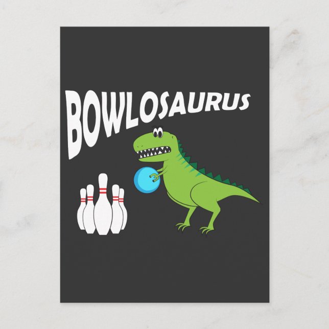 Funny Bowling Dino - Dinosaur Bowler Geschenkidee Postkarte (Vorderseite)