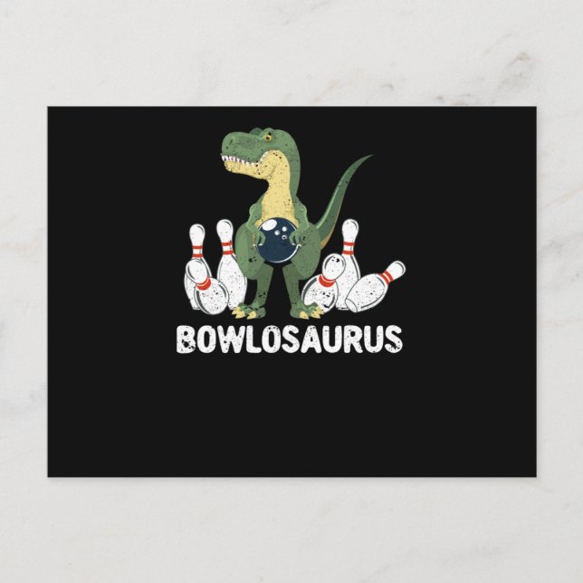 Funny Bowling Dinosaur Bowler Dino Bowl T-Rex Postkarte (Vorderseite)