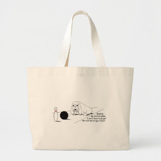 Funny Bowling Dog Large Tote Bag Jumbo Stoffbeutel