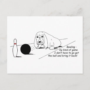 Funny Bowling Dog Postcard Postkarte