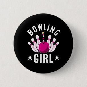 Funny Bowling Geschenk für Kinder Cool Bowler Girl Button