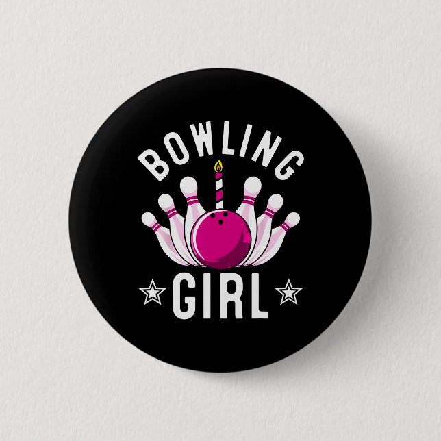 Funny Bowling Geschenk für Kinder Cool Bowler Girl Button (Vorderseite)