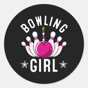 Funny Bowling Geschenk für Kinder Cool Bowler Girl Runder Aufkleber