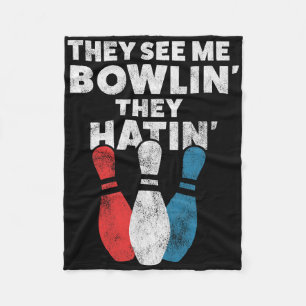 Funny Bowling Geschenk für Männer Frauen oder Vate Fleecedecke