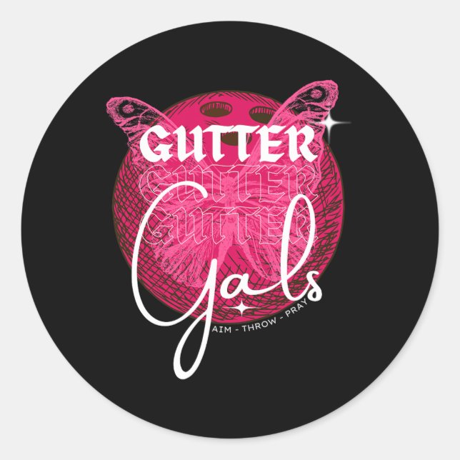 Funny Bowling Gutter Gals Team Name Girls Party Runder Aufkleber (Vorderseite)