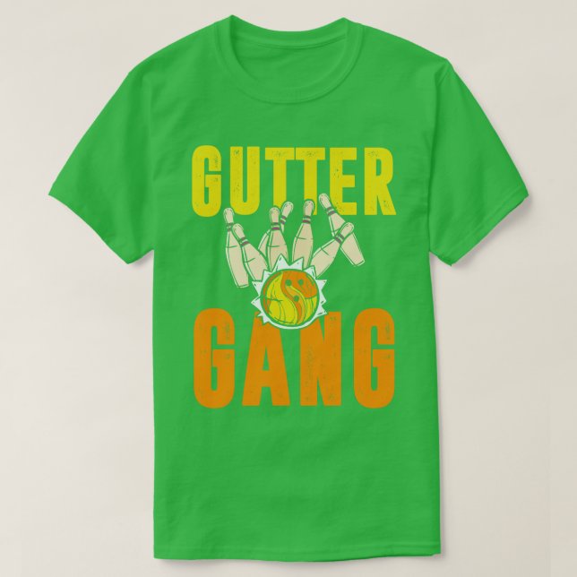Funny Bowling Gutter Gang Bowling Team T-Shirt (Design vorne)