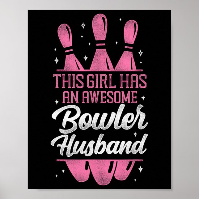 Funny Bowling Husnd Ehefrau Dieses Mädchen hat ein Poster (Vorne)