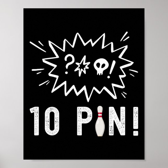 Funny Bowling I Hass Die zehn Button Bowling Poster (Vorne)