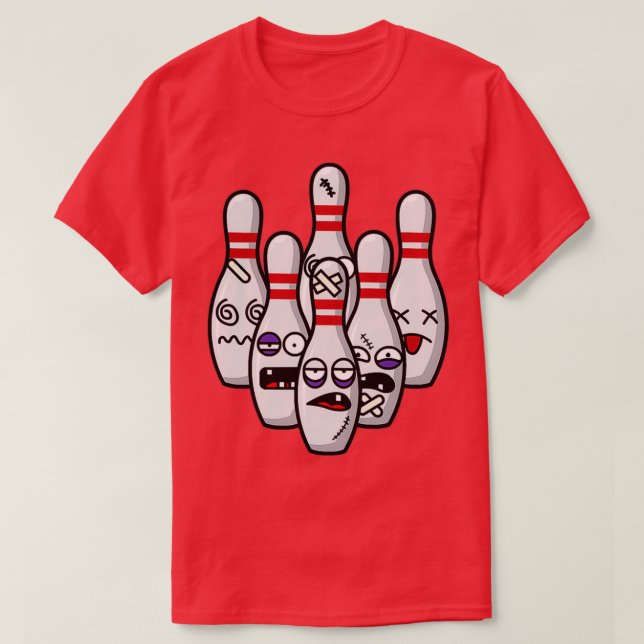 Funny Bowling I verprügelt Buttone I T-Shirt (Design vorne)