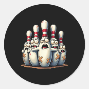 Funny Bowling Lover Bowlers Scared Button Graphic Runder Aufkleber