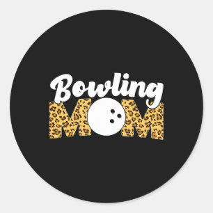 Funny Bowling Mama Leopard Cheetah Bowling Mama Runder Aufkleber