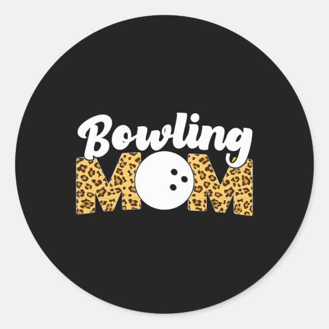 Funny Bowling Mama Leopard Cheetah Bowling Mama Runder Aufkleber (Vorderseite)