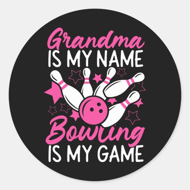 Funny Bowling Oma Oma ist mein Name Bowling I Runder Aufkleber (Vorderseite)