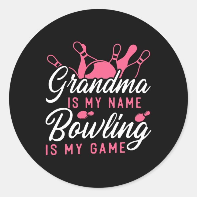 Funny Bowling Oma Oma ist mein Name Bowling I Runder Aufkleber (Vorderseite)