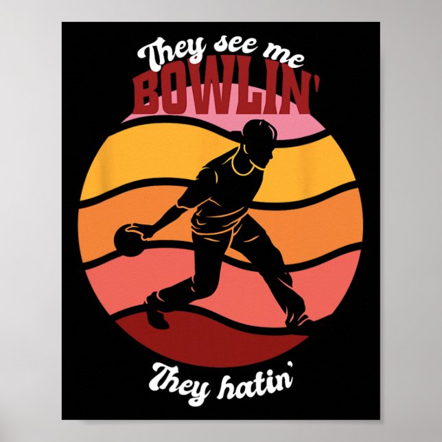 Funny Bowling Party Thema Vintag Poster (Vorne)