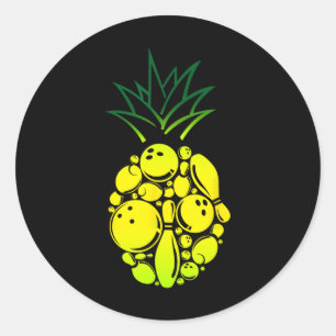 Funny Bowling Pineaple Runder Aufkleber