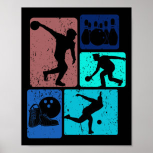 Funny Bowling Player Bowler Vintag Bowl Game Endun Poster