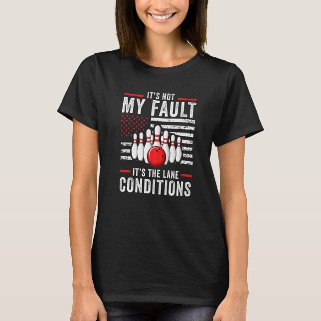Funny Bowling Player US Flag Bowler Team Bowling L T-Shirt (Vorderseite)