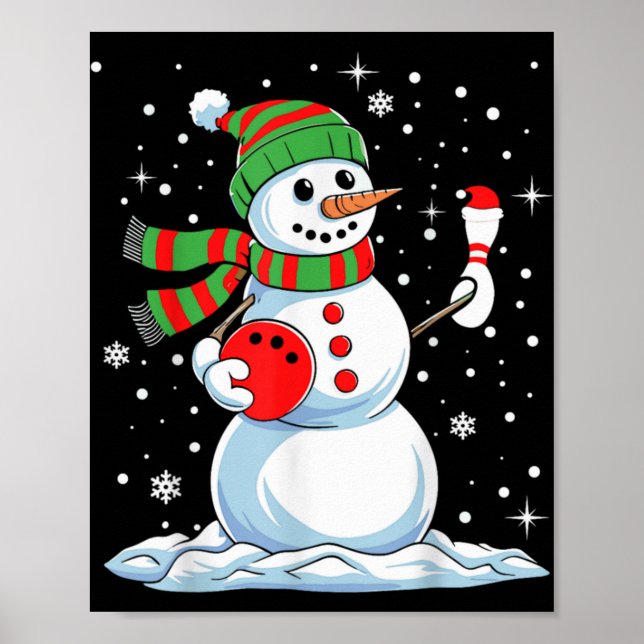 Funny Bowling Player Xmas Lights Snow Bowling Chri Poster (Vorne)