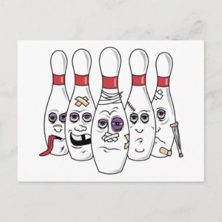 Funny Bowling Postcard Postkarte