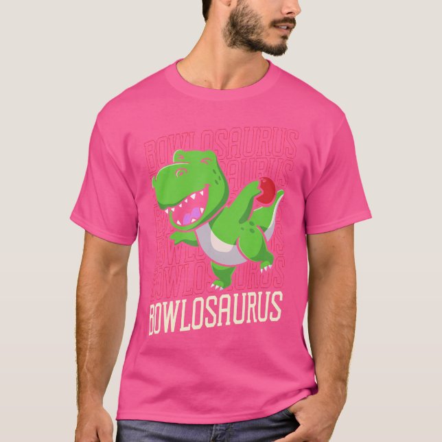 Funny Bowling Pun T-Rex Dinosaur Bowlosaurus T-Shirt (Vorderseite)