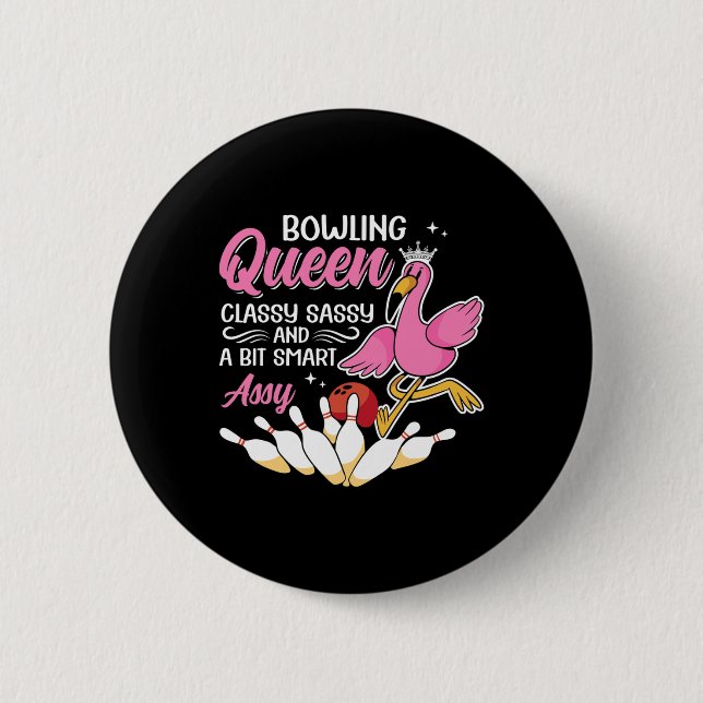 Funny Bowling Queen Cly Sy und ein bisschen clever Button (Vorderseite)