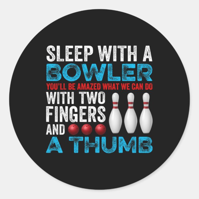 Funny Bowling schläft mit einer Bowler Puppe Vinta Runder Aufkleber (Vorderseite)