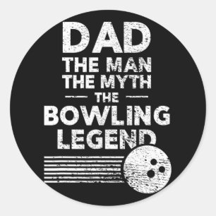 Funny Bowling Shirt für Vater Der Mensch Der Mytho Runder Aufkleber