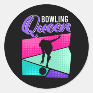 Funny Bowling Sprichwort Bowling Queen Women Bowle Runder Aufkleber