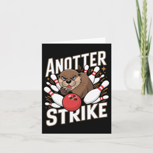 Funny Bowling Strike Pun - Anotter Strike Otter Karte (Vorderseite)