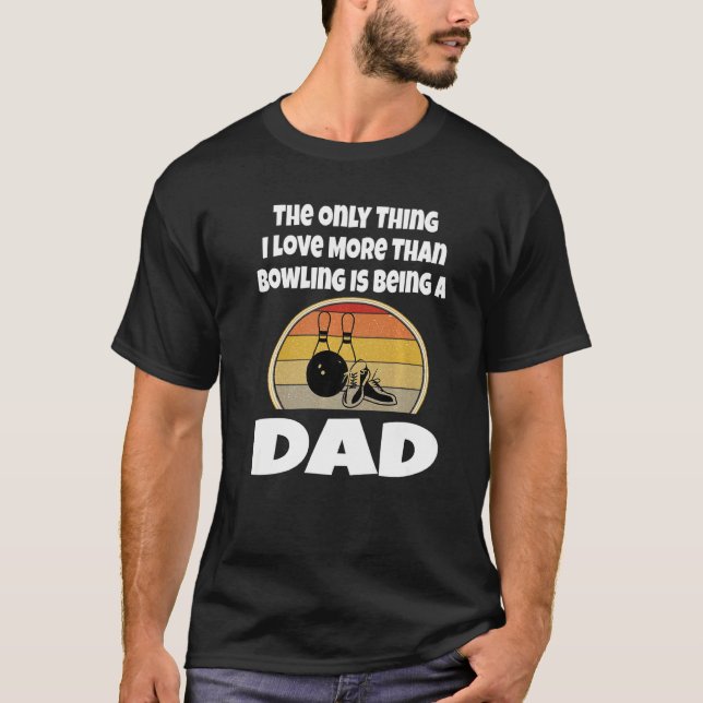 Funny Bowling Vater Bowler Father Retro Sunset Bal T-Shirt (Vorderseite)
