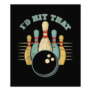 Funny Bowling Vintager T - Shirt, den ich getroffe Fotodruck